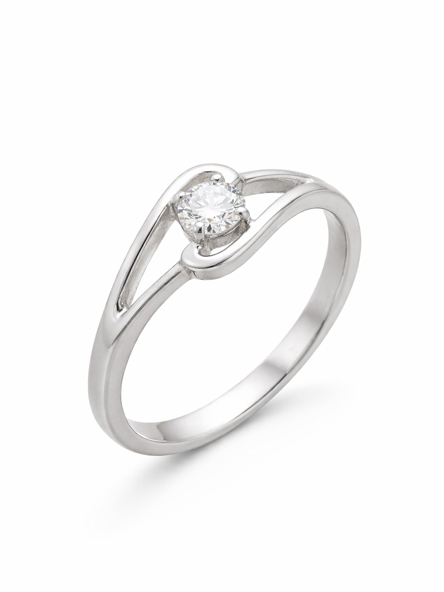 Swirl Bypass Solitaire Ring