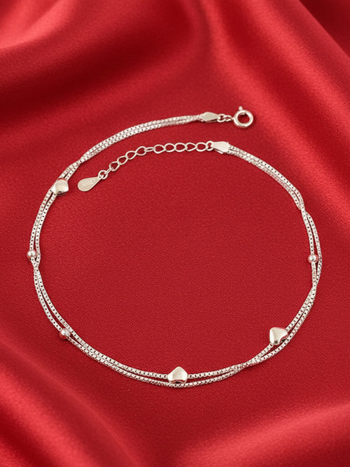 Eternal Hearts Tiered Anklet in 925 sterling silver — 925 Siller