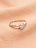 Silver Wave Heart Solitaire Ring