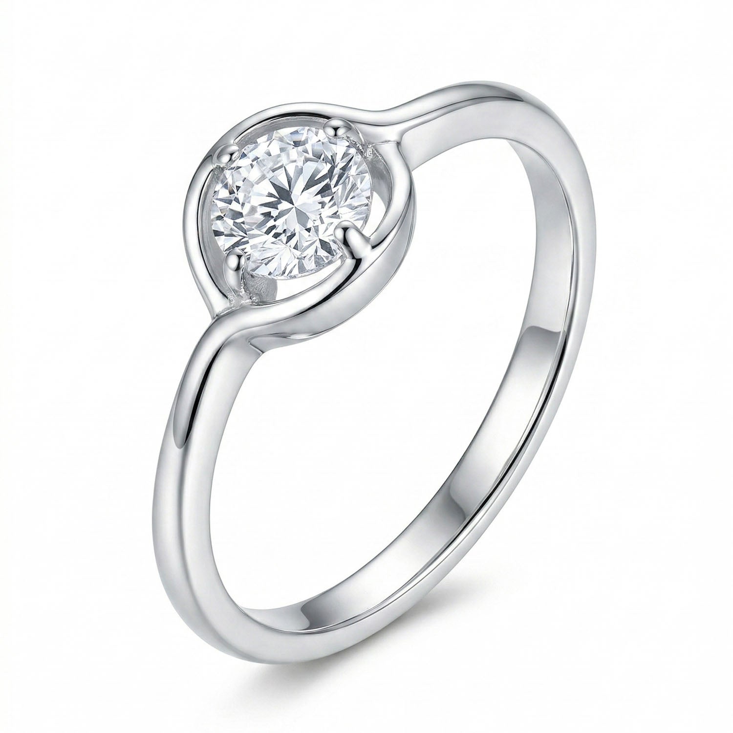 Fluid Bypass Solitaire Ring