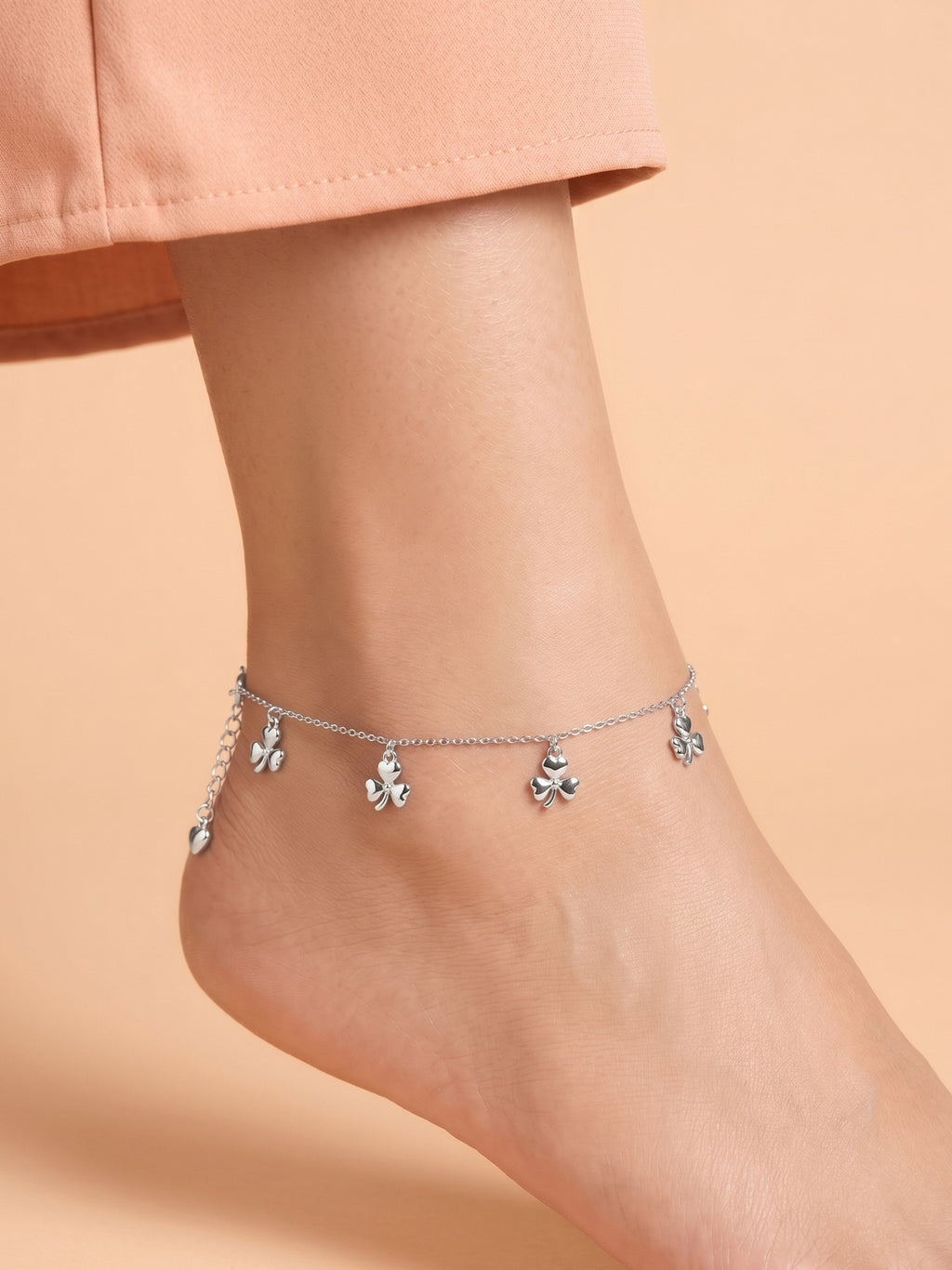 Three-Leaf Clover Charm Anklet