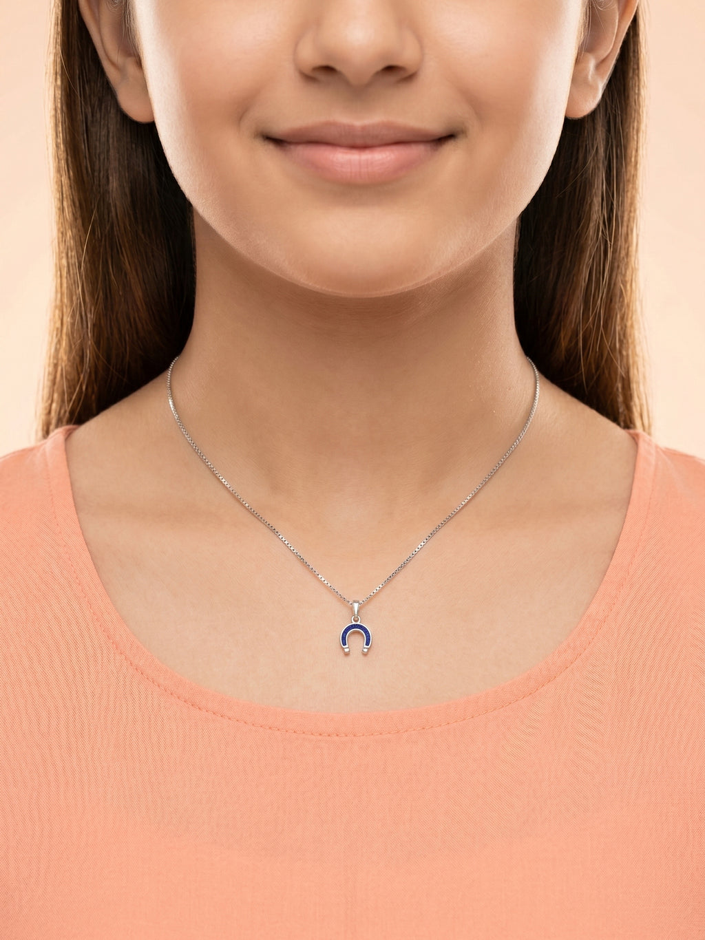Kids Horseshoe Enamel Pendant Necklace