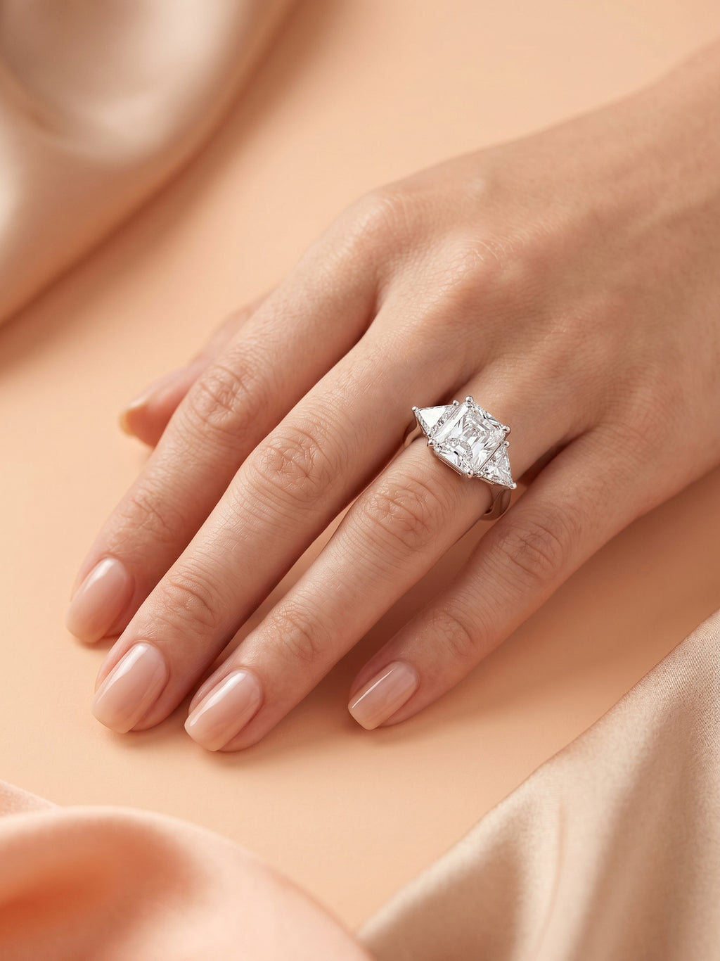 Radiant Cut Three Stone Trillion Ring