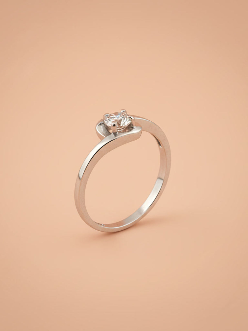 Silver Swirl Solitaire Bypass Ring
