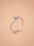 Silver Swirl Solitaire Bypass Ring