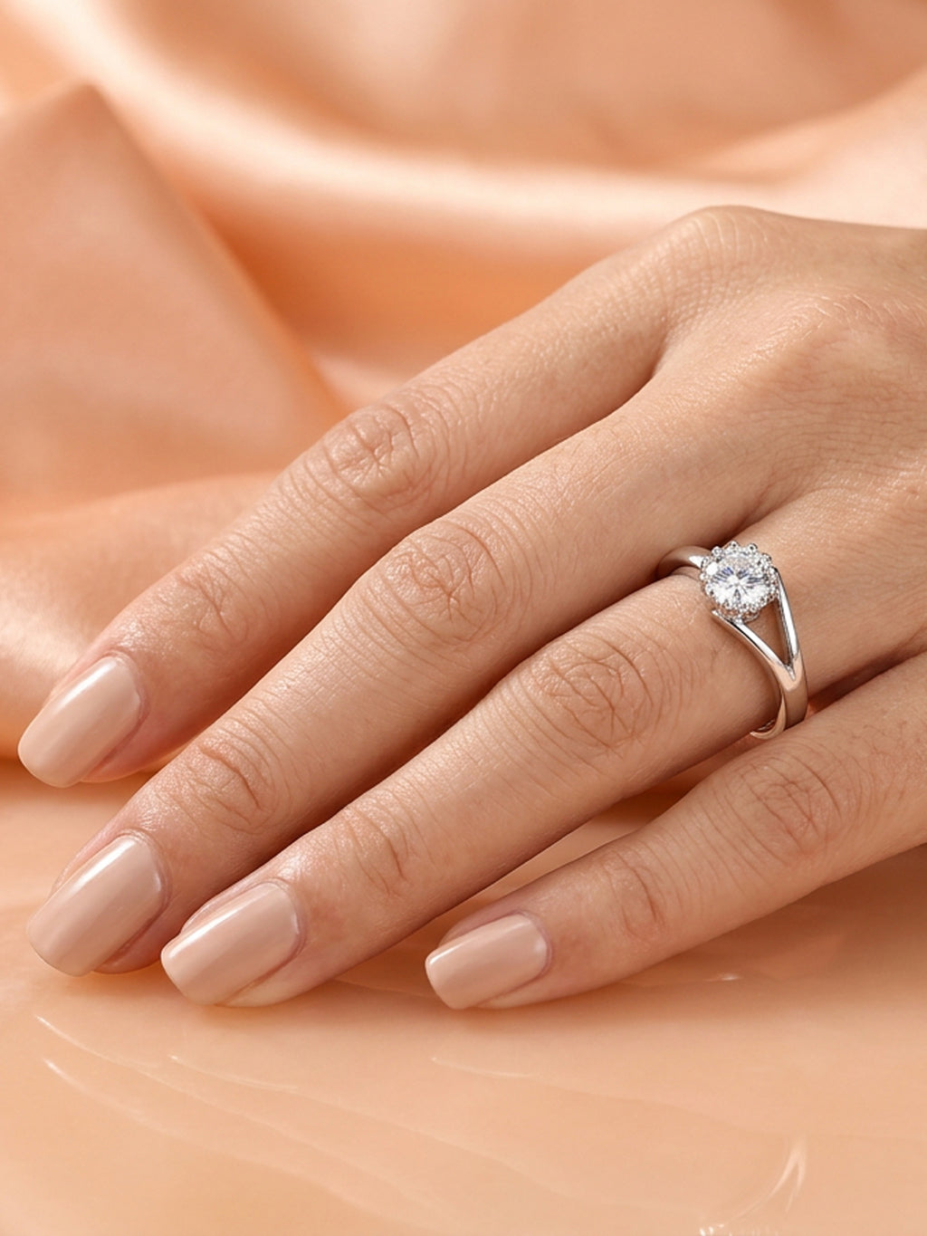 Radiant Crown Solitaire Ring