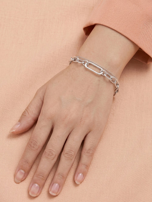 Double-Layer Paperclip & Cable Chain Bracelet