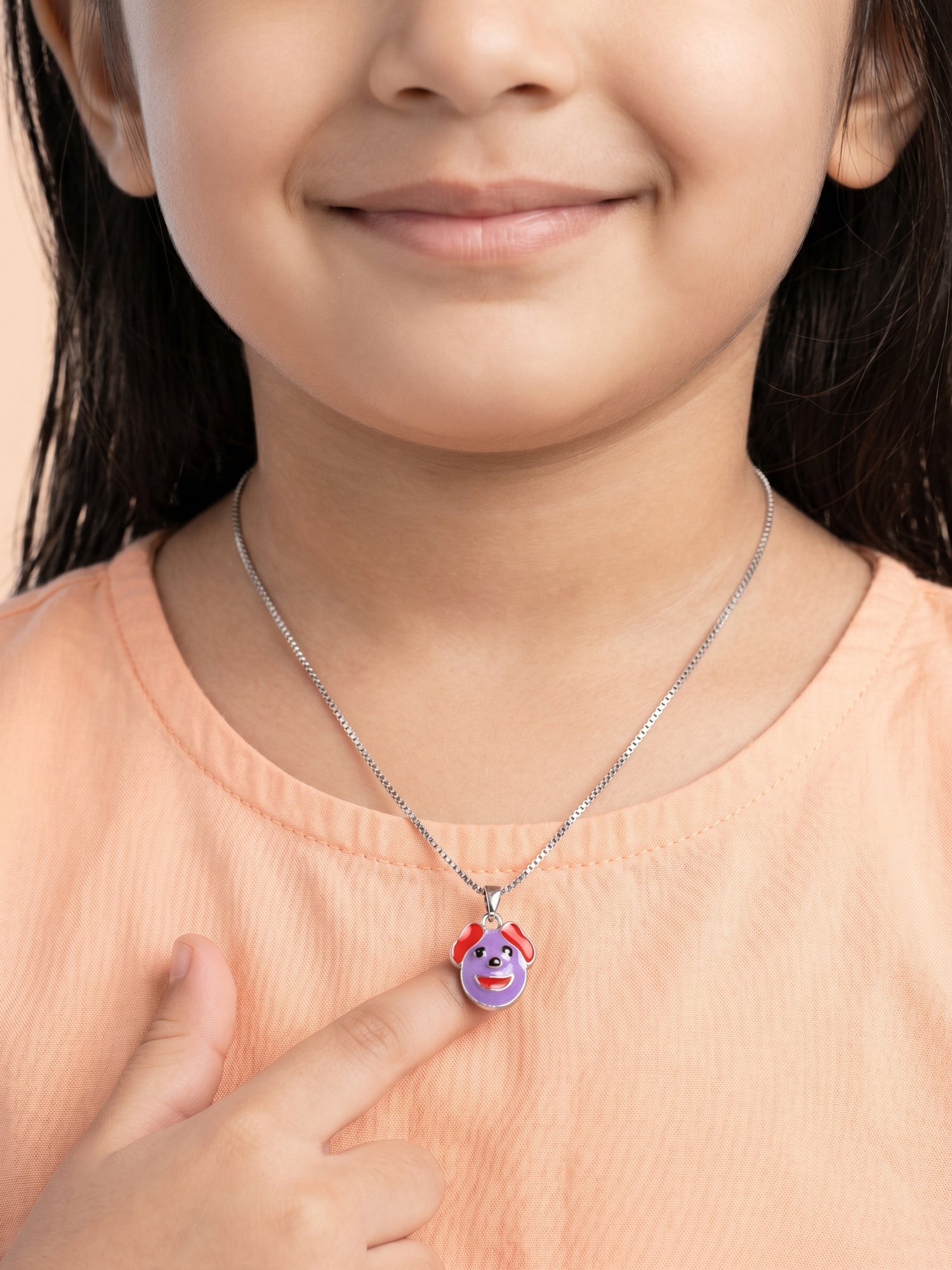 Kids Purple Puppy Face Pendant