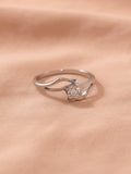 Fluid Wave Solitaire Ring