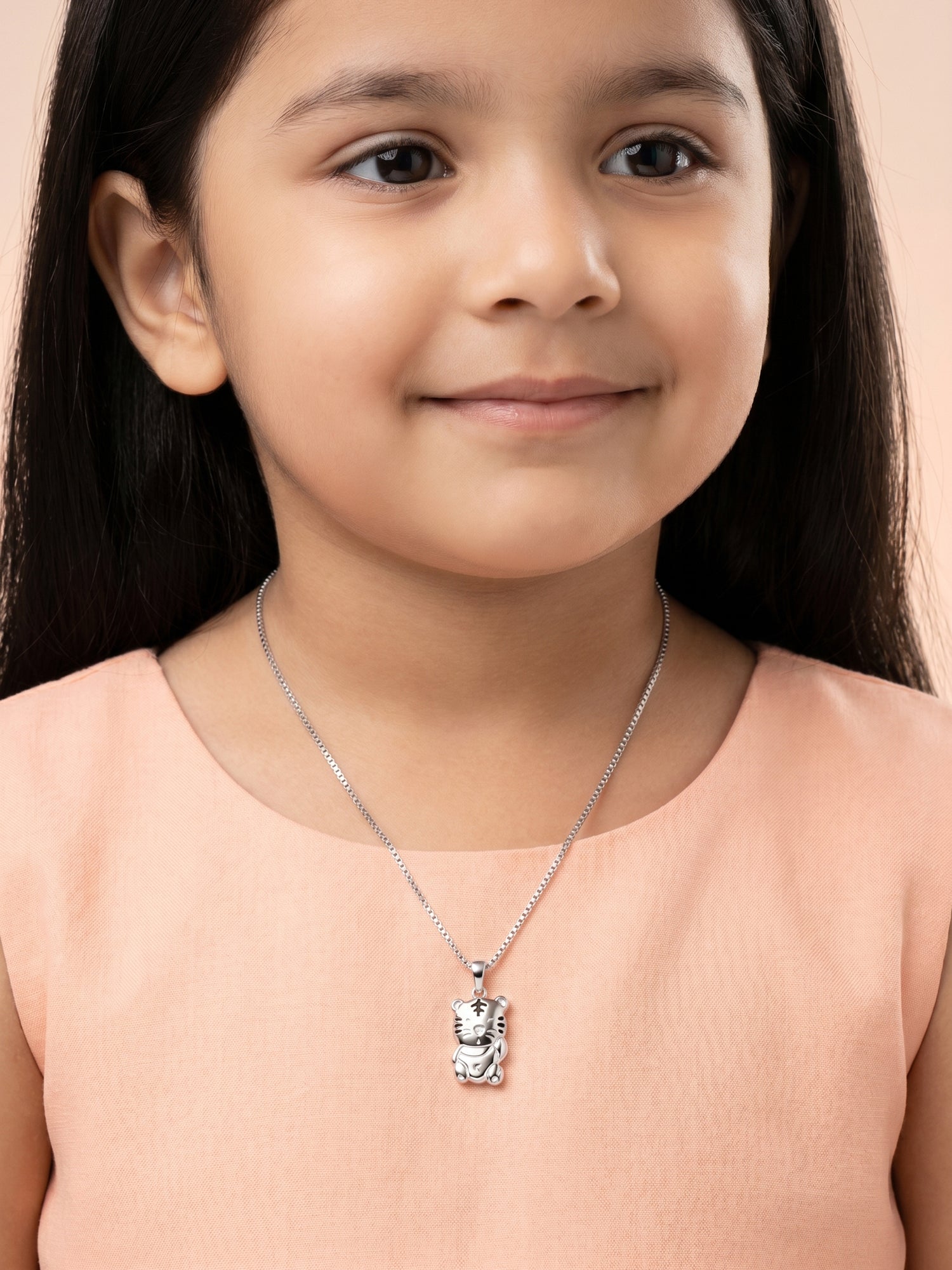 Chubby Baby Tiger Pendant Necklace for Kids