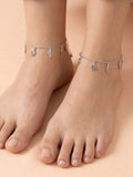 Hollow Leaf Charm Anklet Set of 2