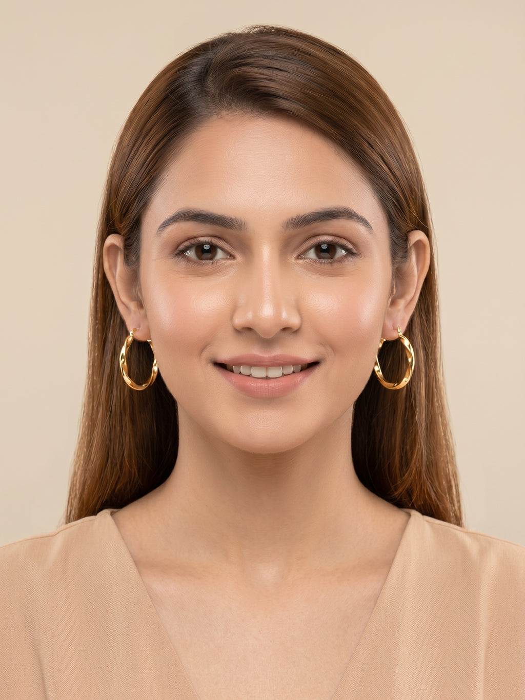 Gilded Twisted Horizon Hoops