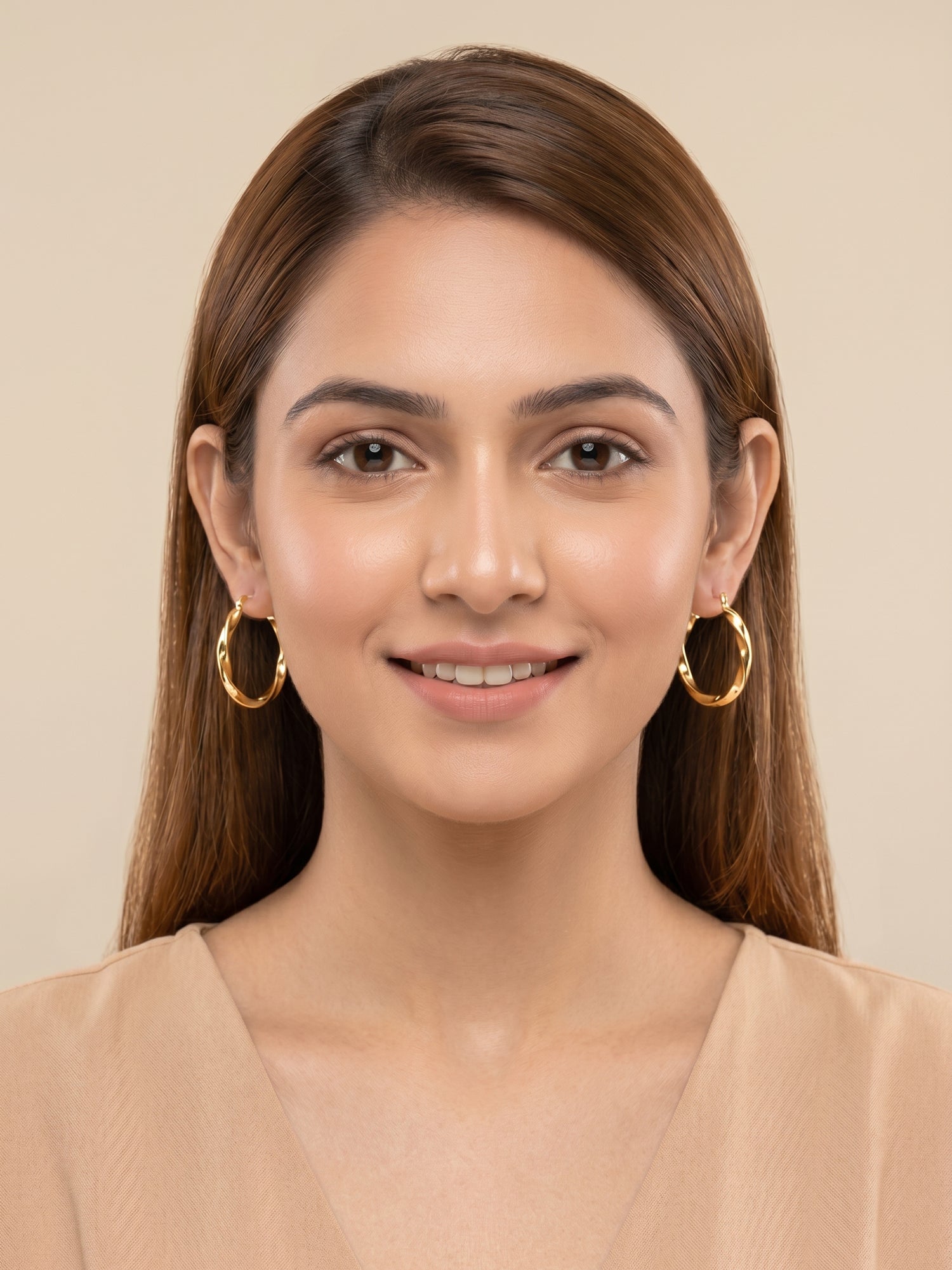 Gilded Twisted Horizon Hoops