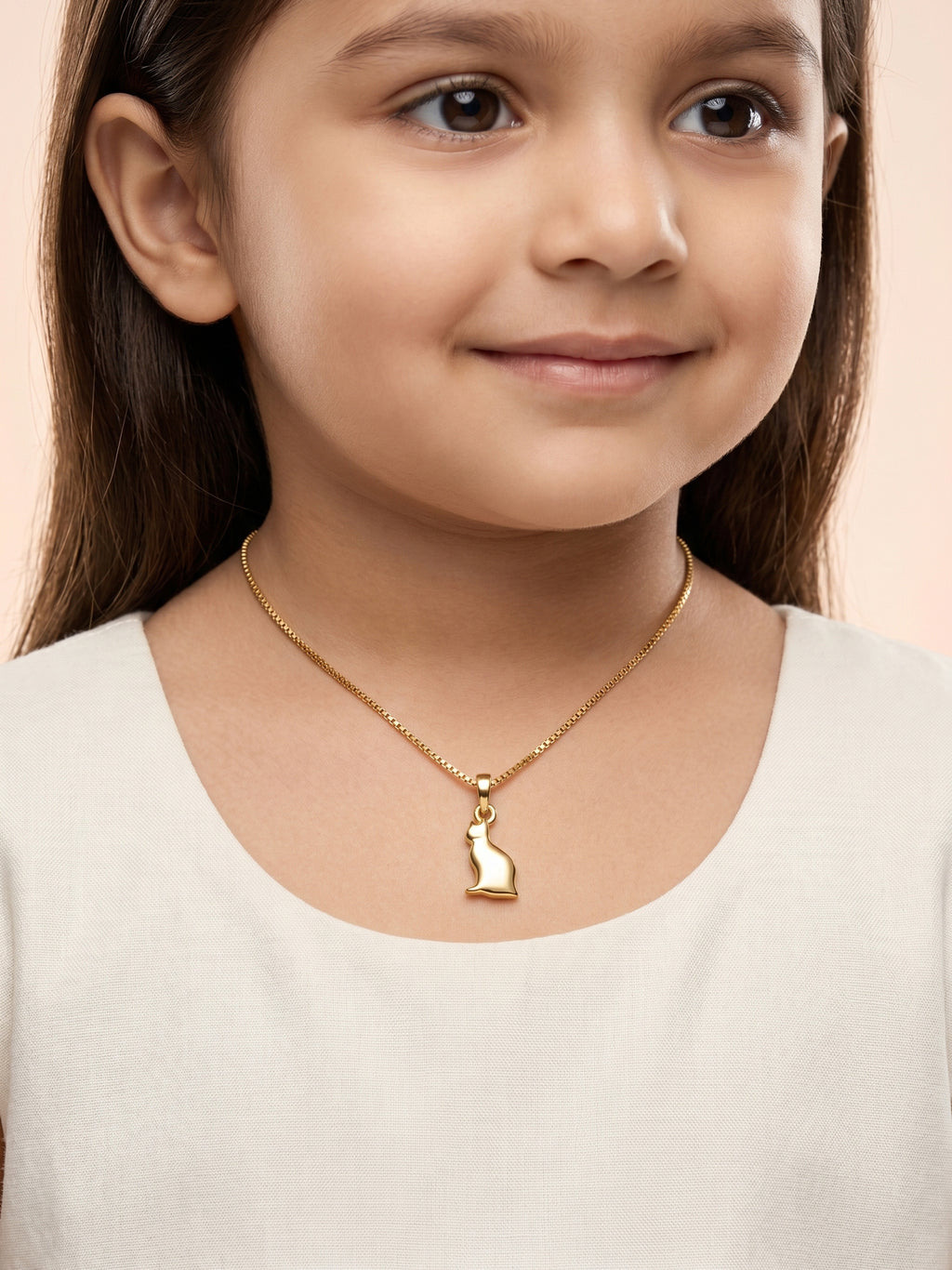 Sitting Cat Silhouette Pendant Necklace for Kids