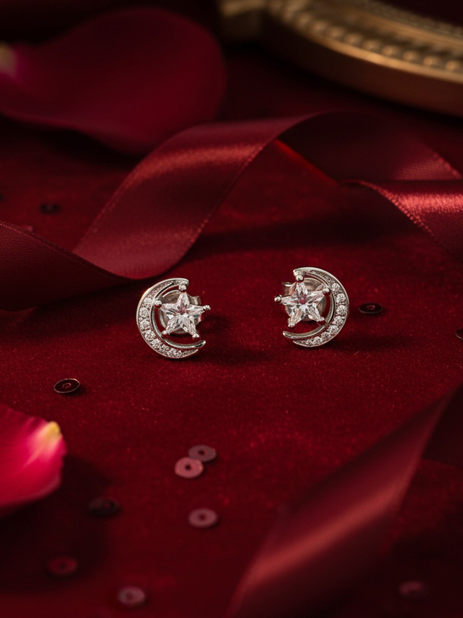 Celestial Crescent Star Studs