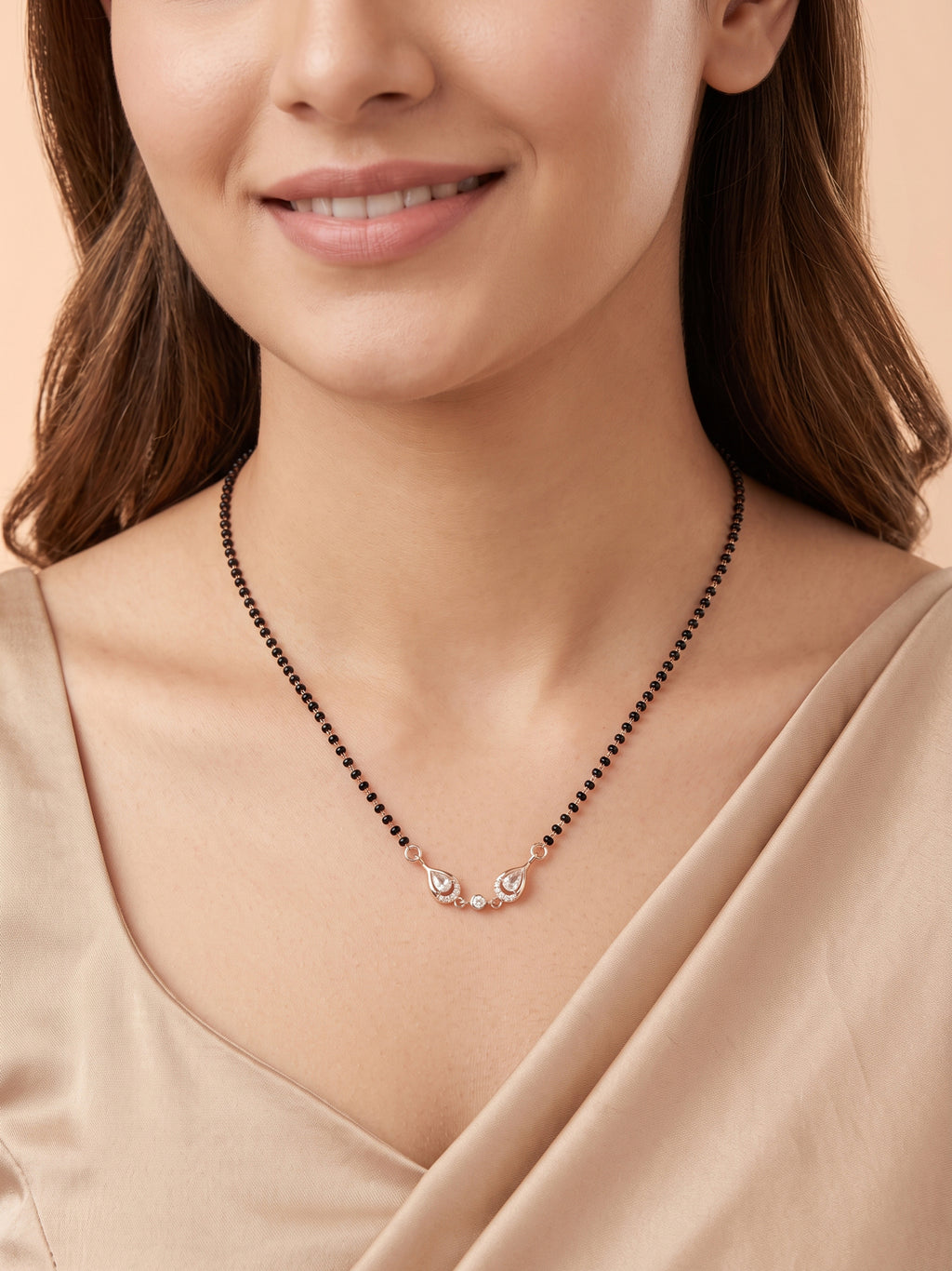 Rose Gold Teardrop Cubic Zirconia Mangalsutra