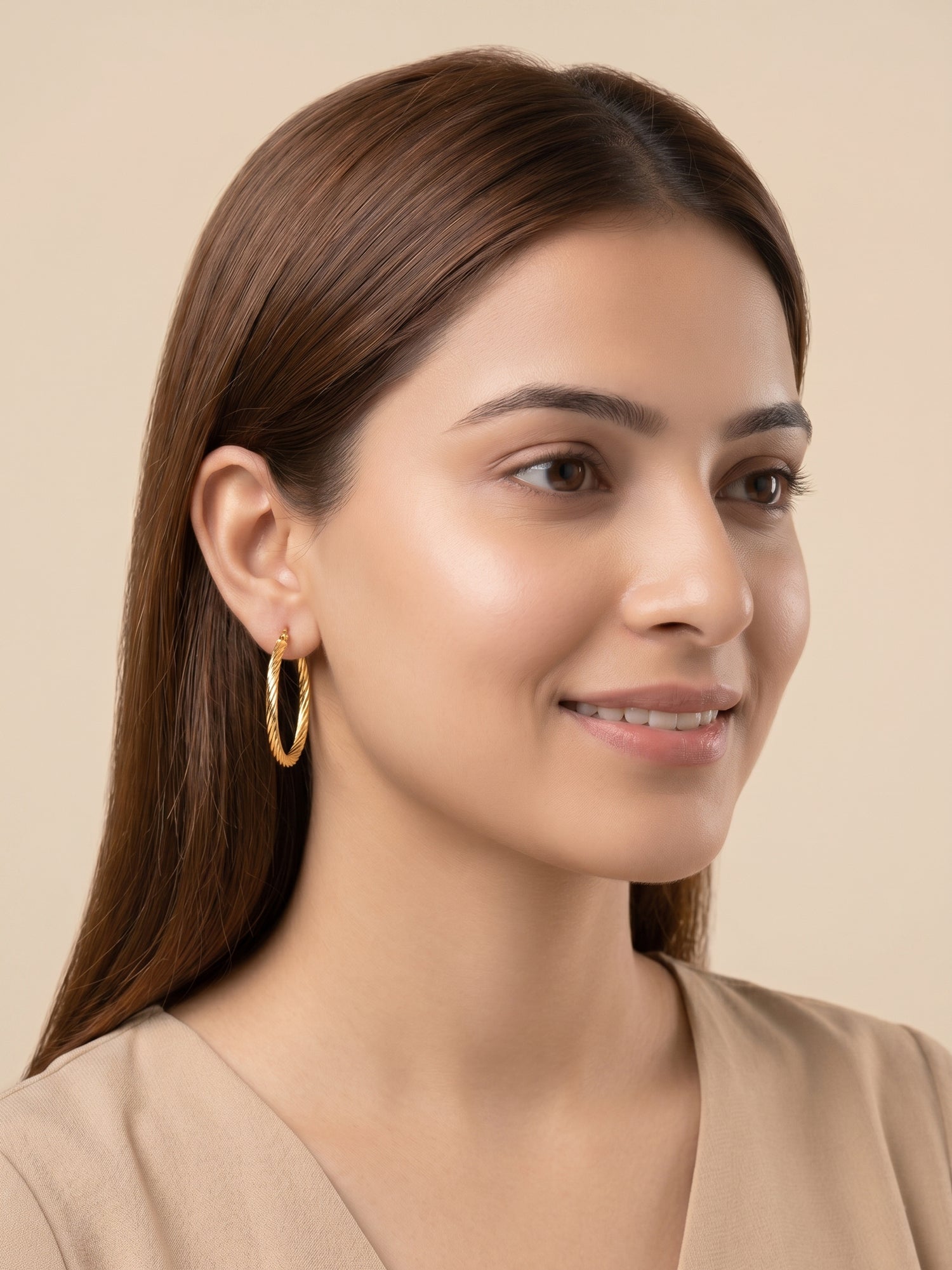 Gilded Elliptical Spiral Hoops