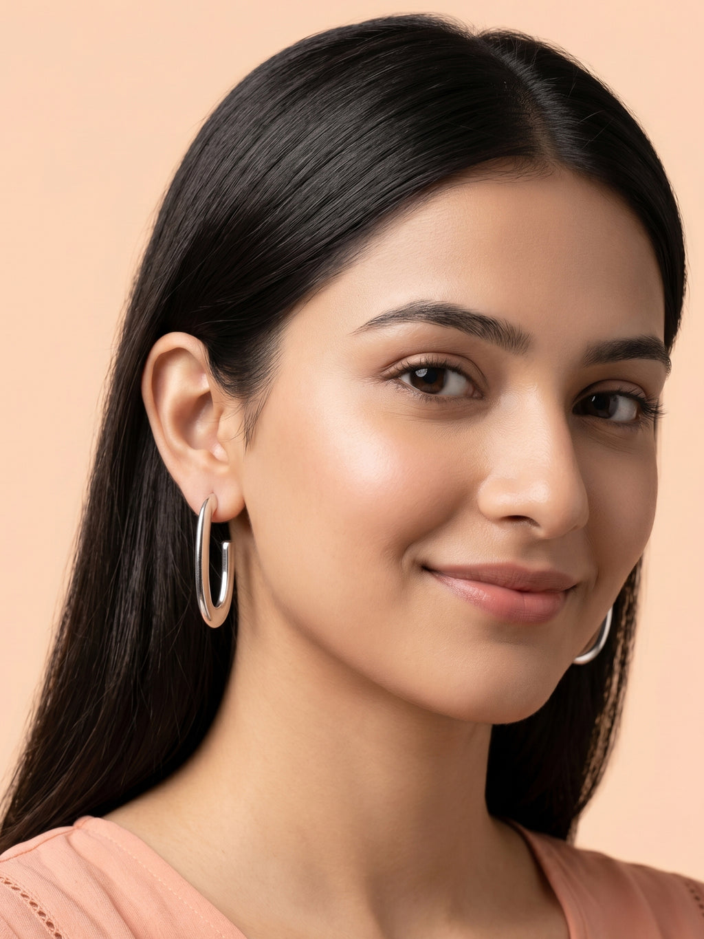 Sculptural Elongated Open Hoop Studs