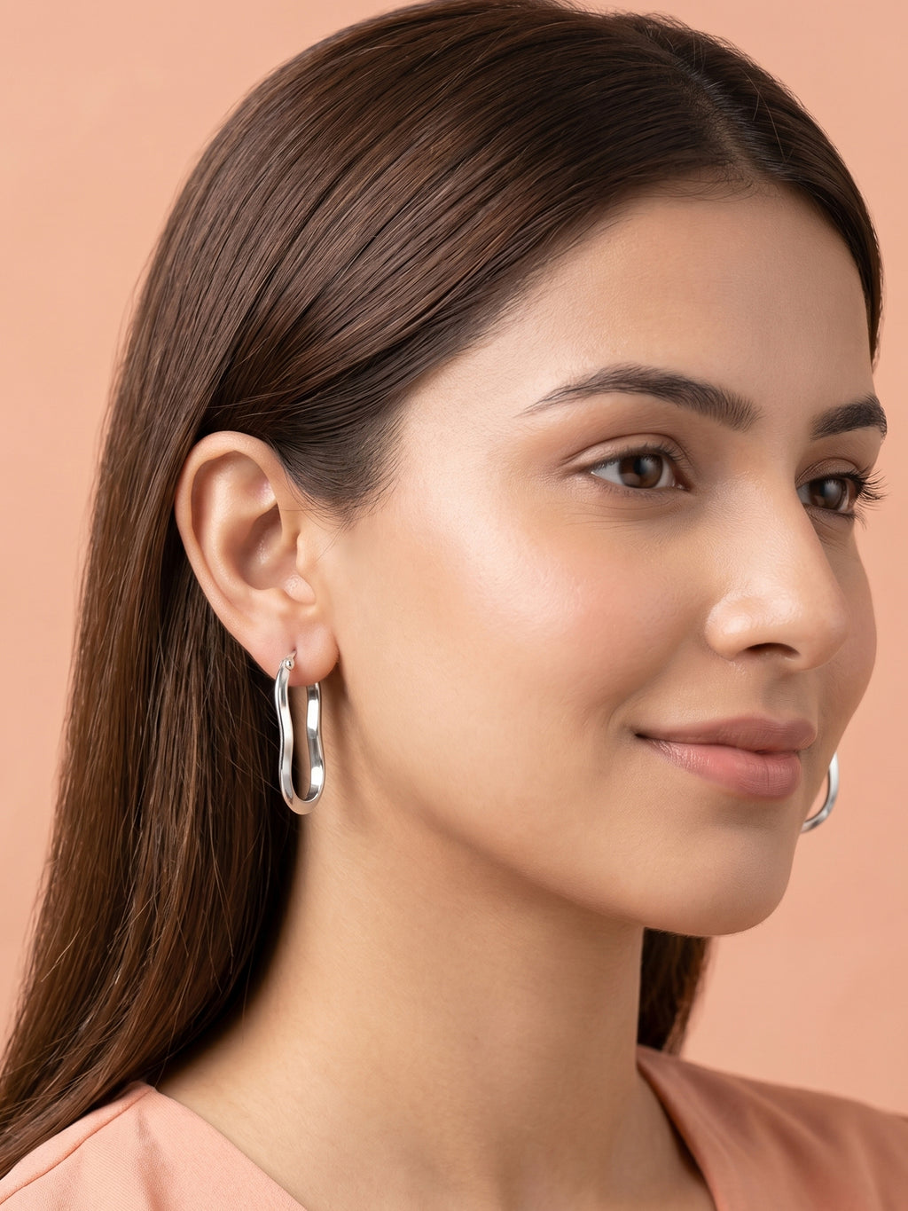 Silver Undulating Hoop Earrings