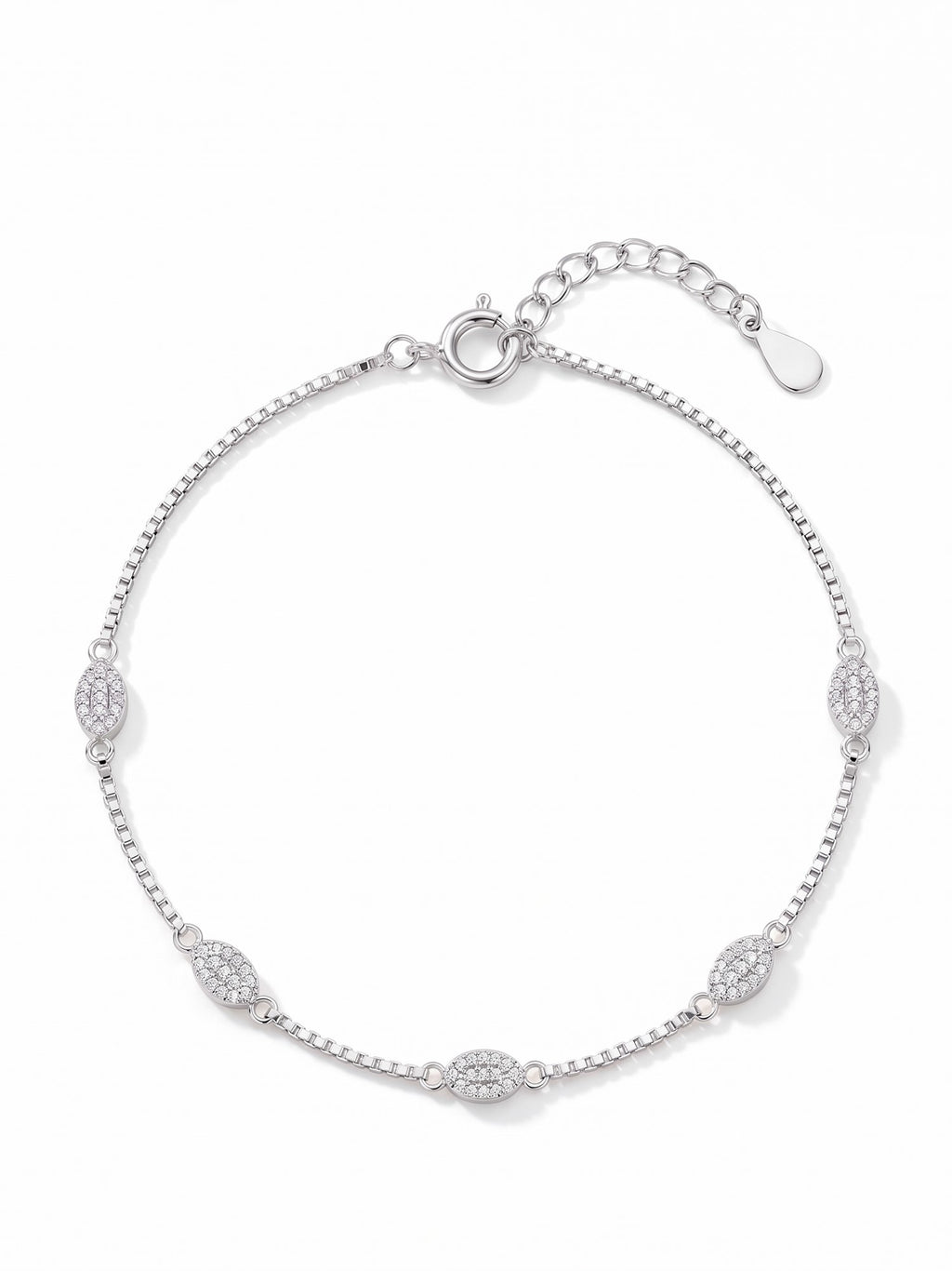 Celestial Oval Pavé Box Chain Anklet