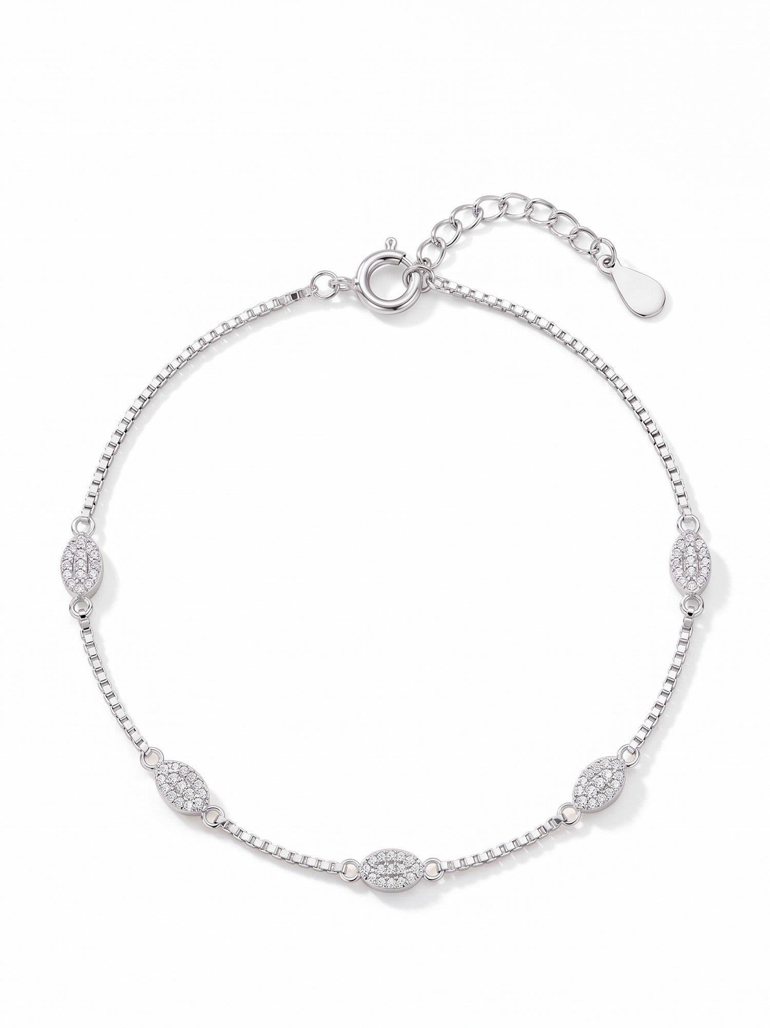 Celestial Oval Pavé Box Chain Anklet