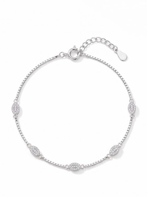 Celestial Oval Pavé Box Chain Anklet