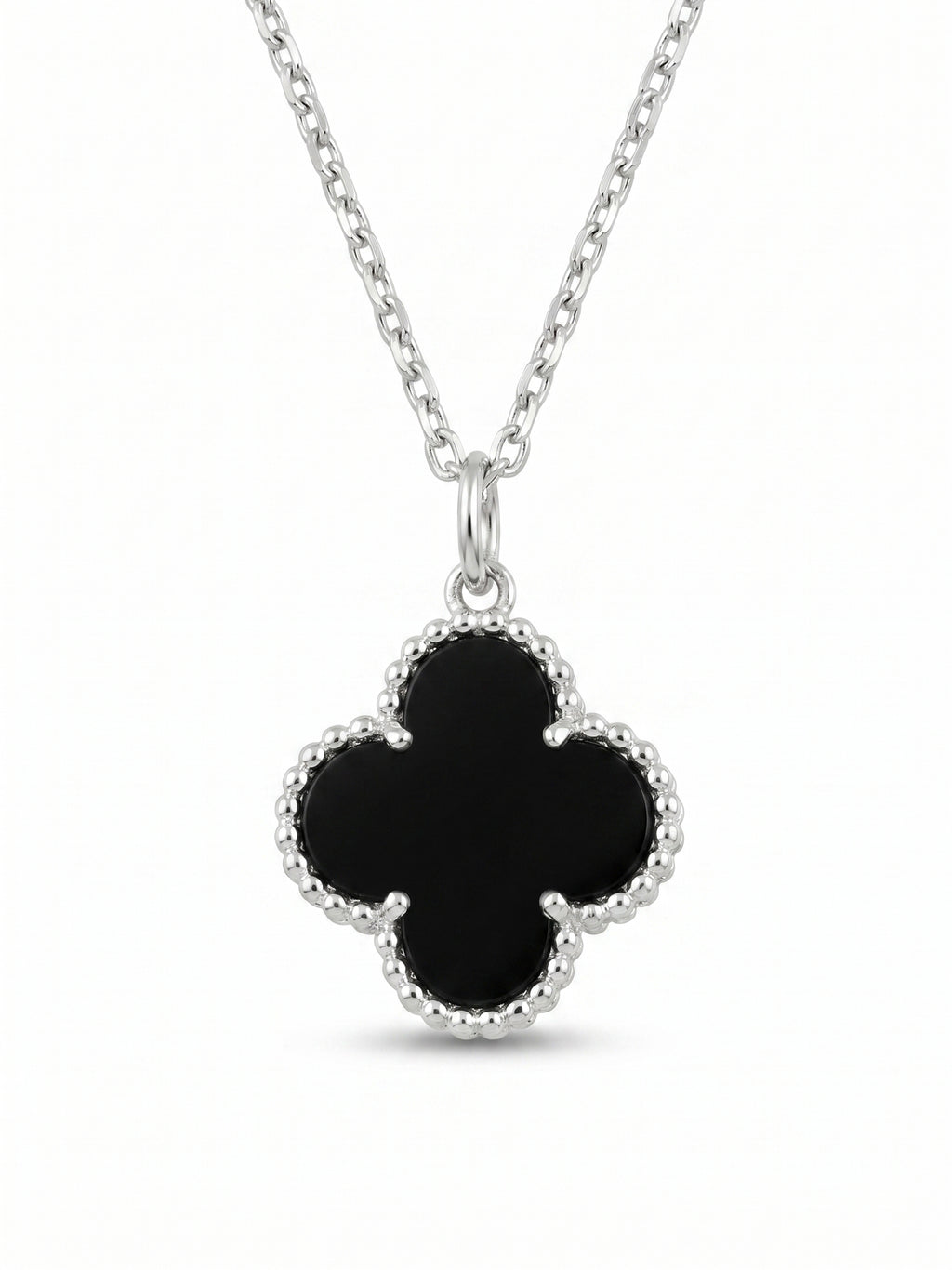 Reversible Pavé CZ & Black Onyx Clover Necklace