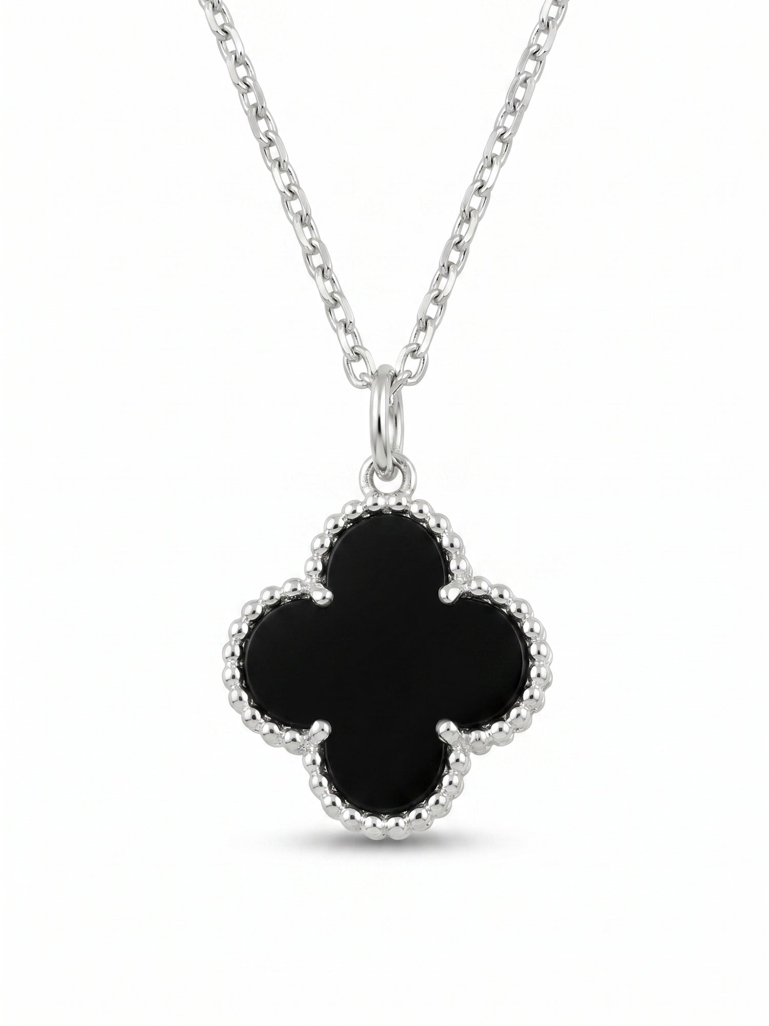 Reversible Pavé CZ & Black Onyx Clover Necklace