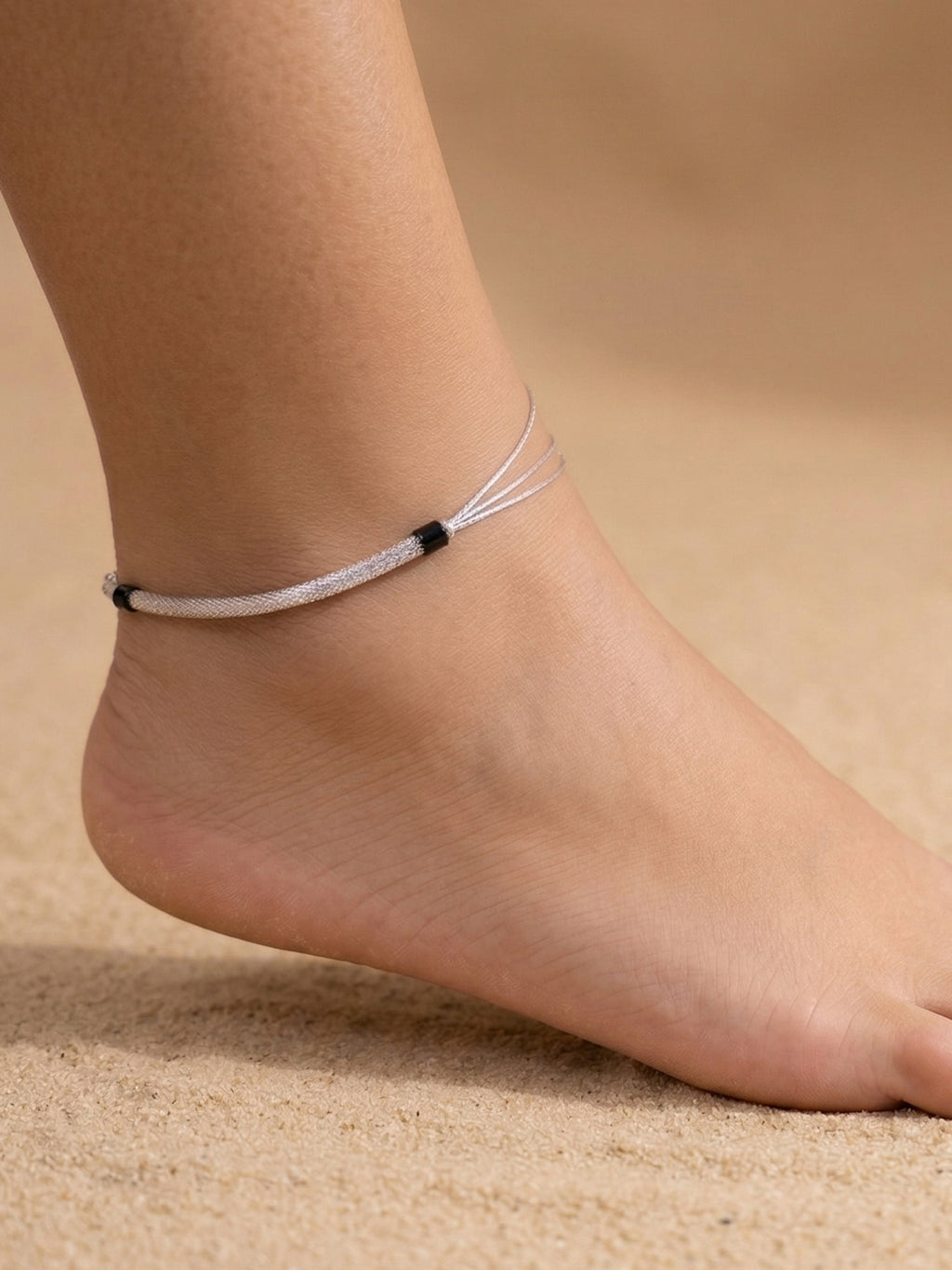 Triple-Strand Stardust Nazaria Anklet Pair