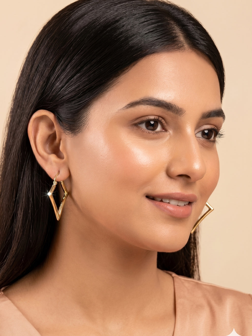 Polished Diamond Shape Hoop Earrings