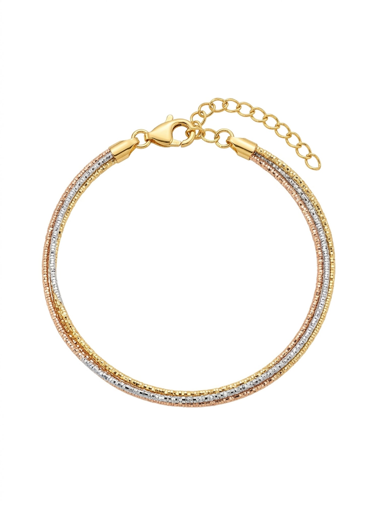 Tricolor Triple Snake Chain Bracelet