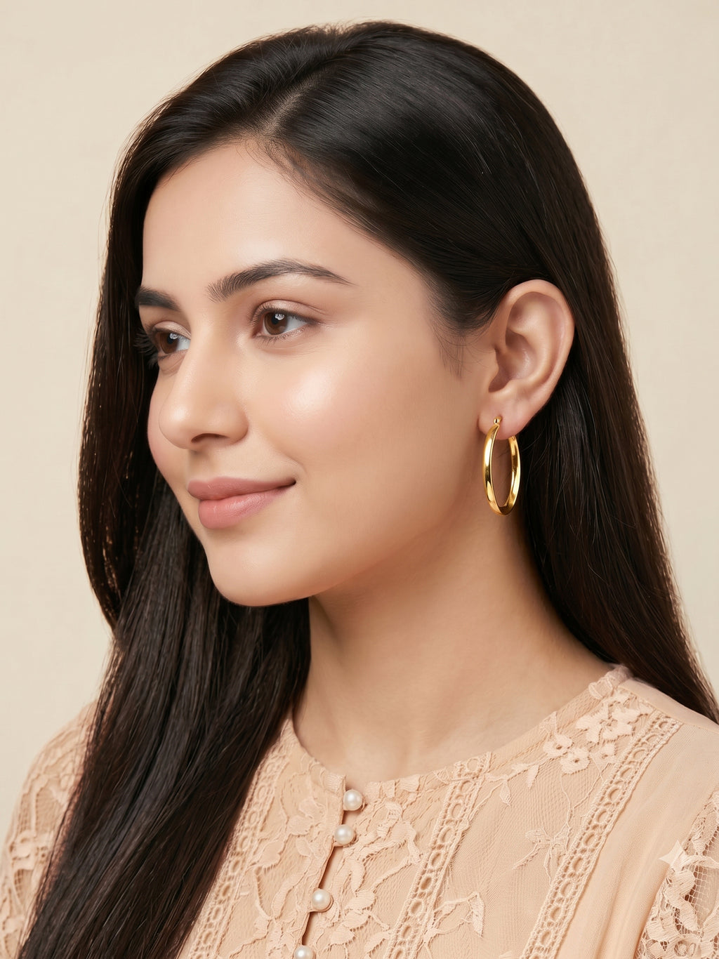 Polished Oval Tube Hoop Earrings