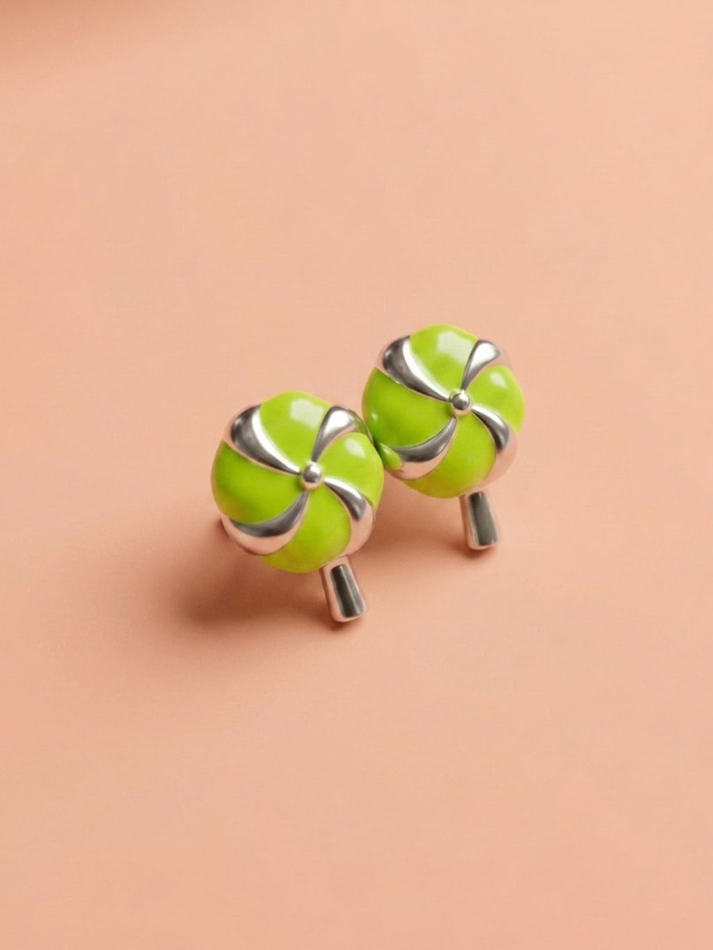 Sweet Swirl Lime Lollipop Studs