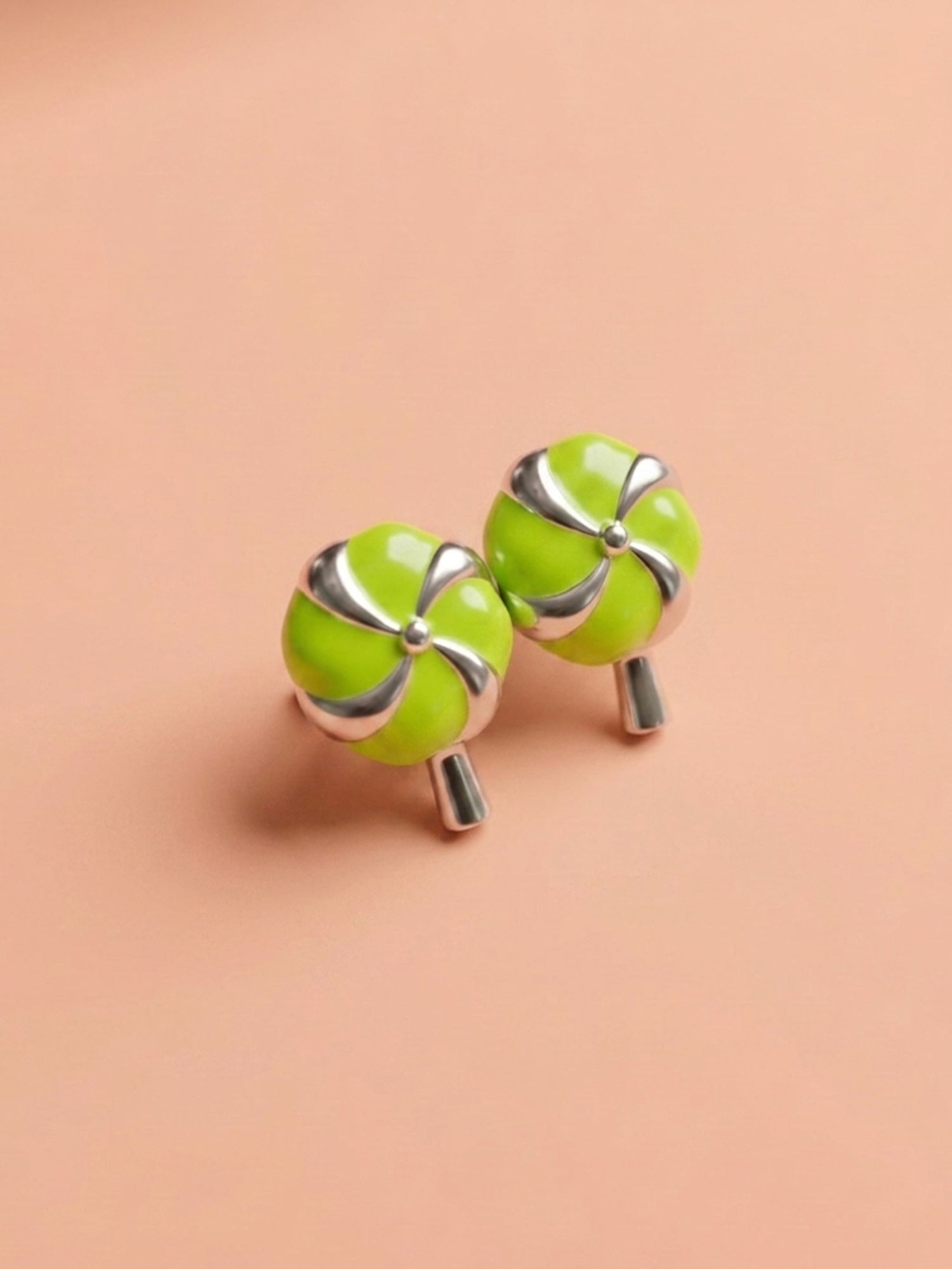 Sweet Swirl Lime Lollipop Studs