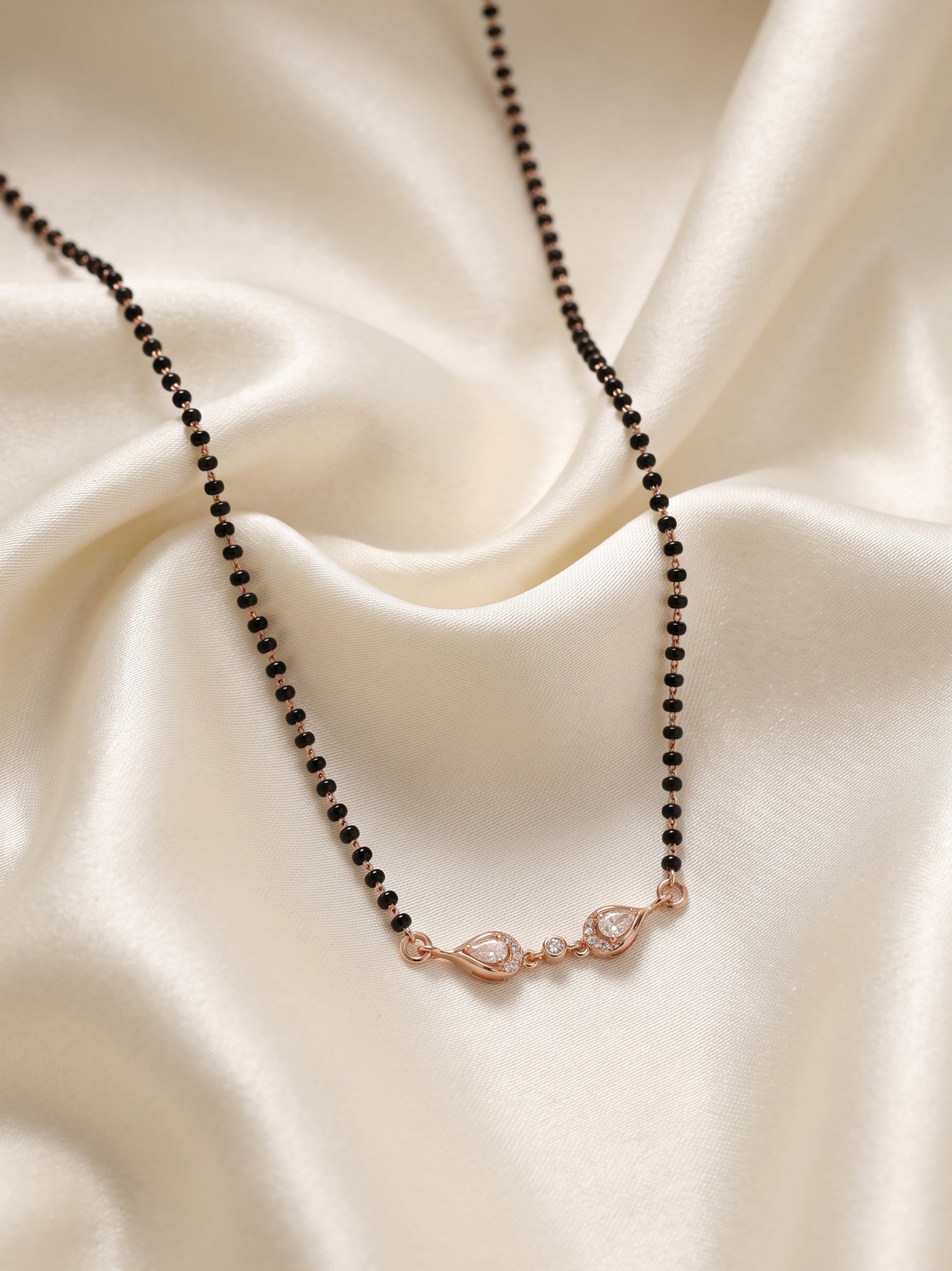Rose Gold Teardrop Cubic Zirconia Mangalsutra