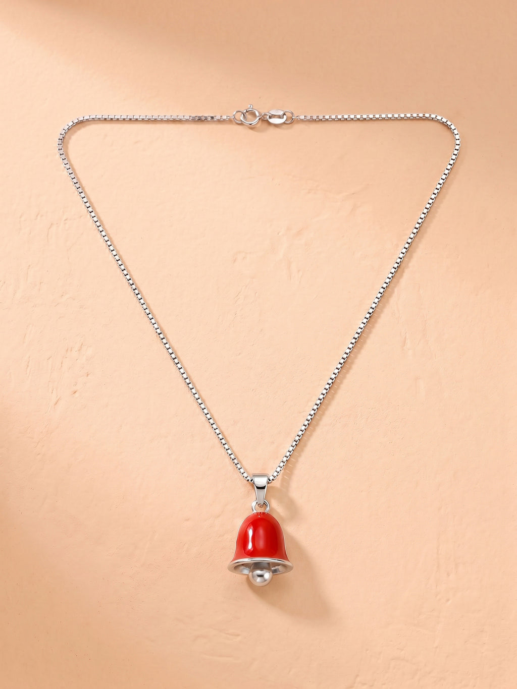 Kids Vibrant Red Bell Enamel Pendant Necklace