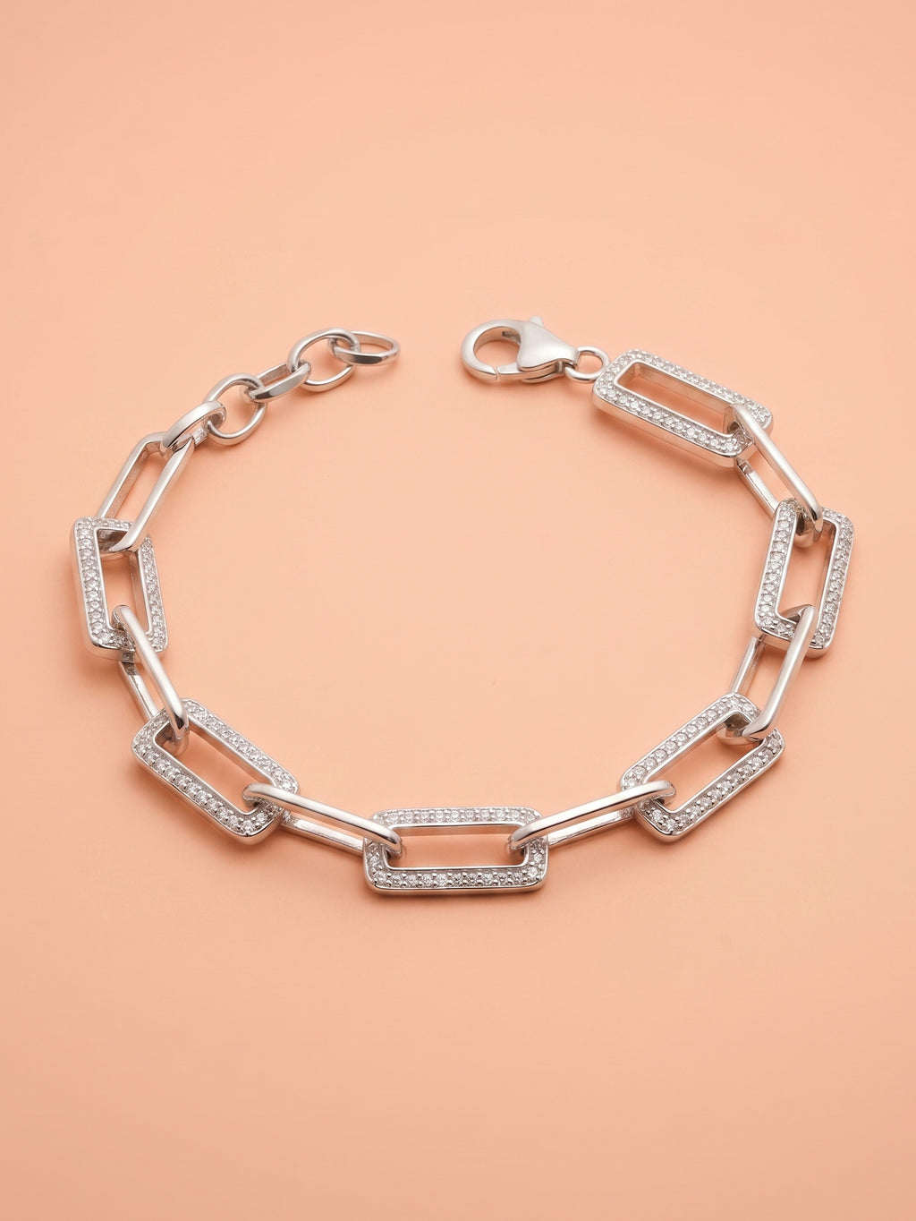 Pavé Paper Clip Chain Bracelet