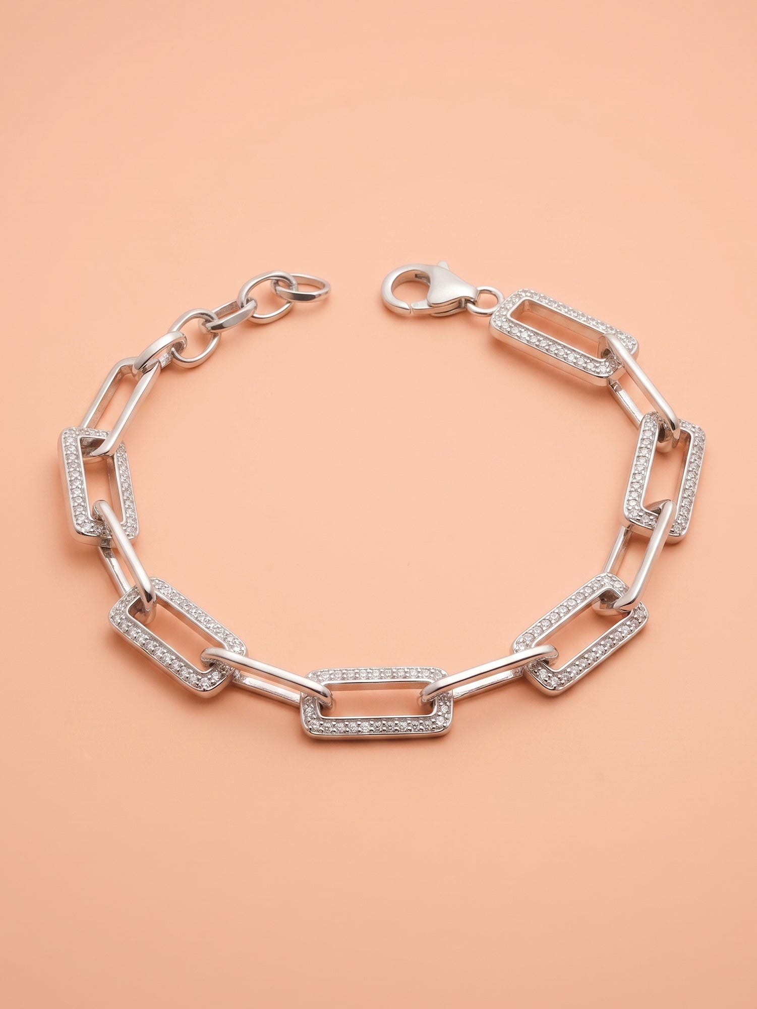 Pavé Paper Clip Chain Bracelet