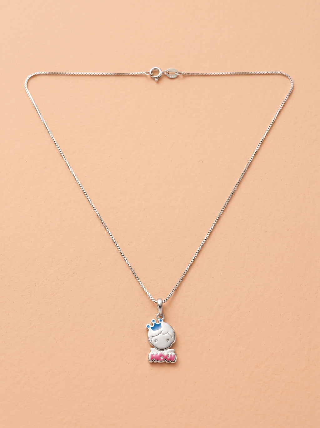 "WOW" Crown Character Pendant Necklace for Kids