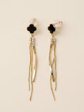 The Onyx Clover Cascading Tassel Drop Earrings