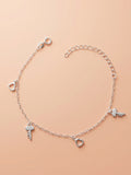 Heart & Key Charm Cable Chain Bracelet