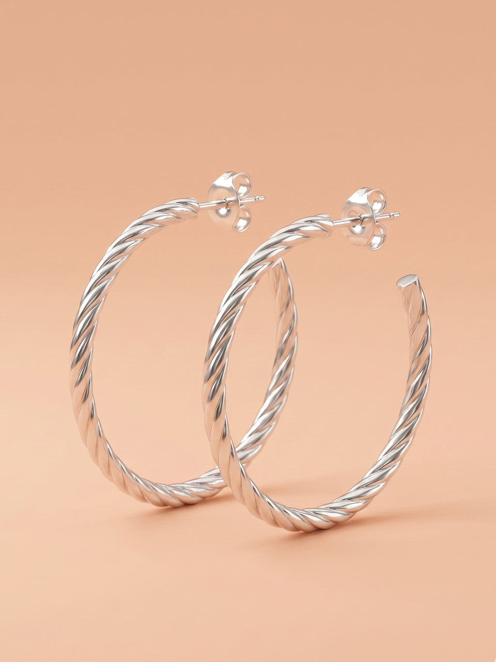 Sculptural Twisted Open Hoops