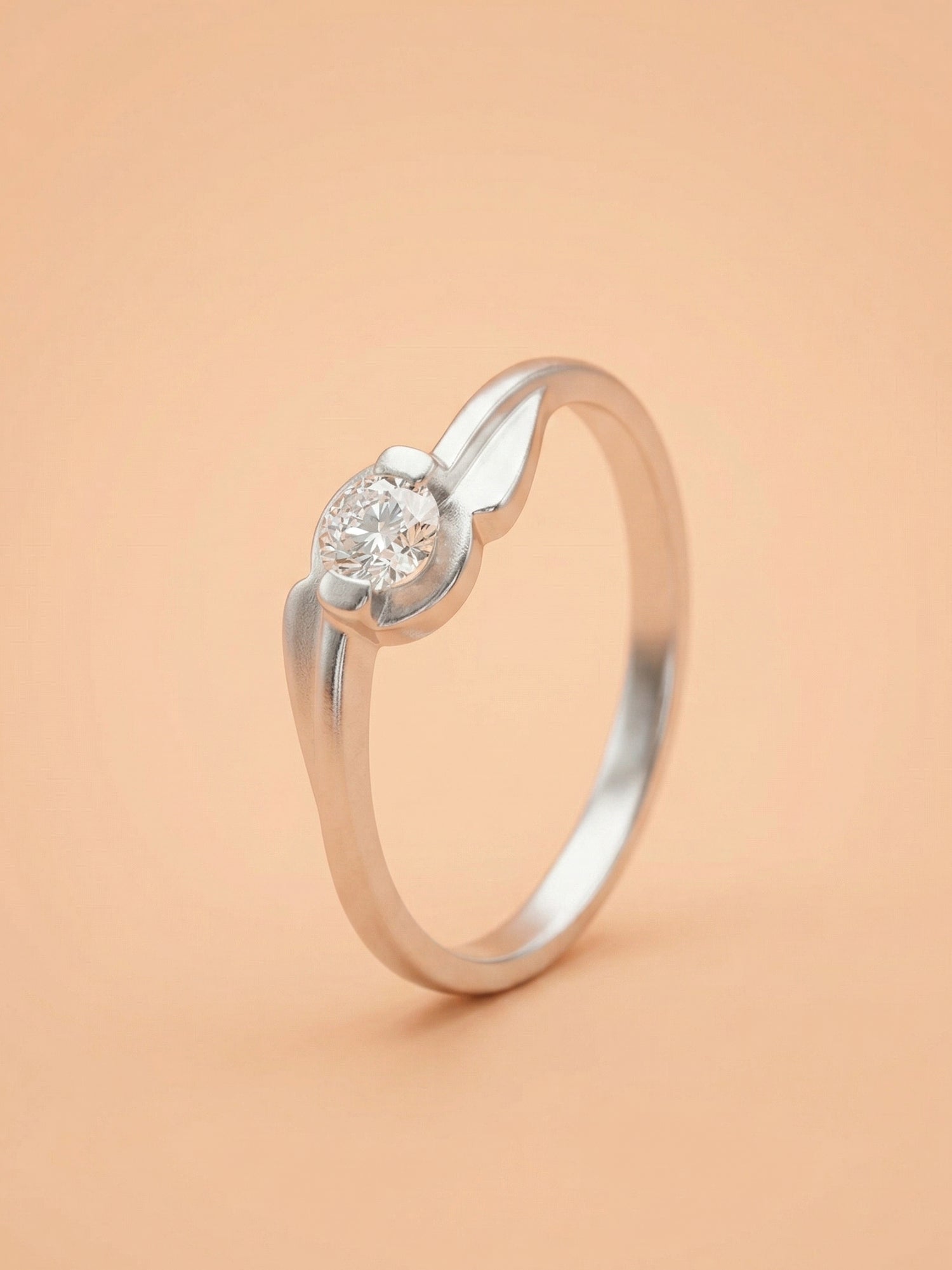 Sculptural Bypass Solitaire Ring