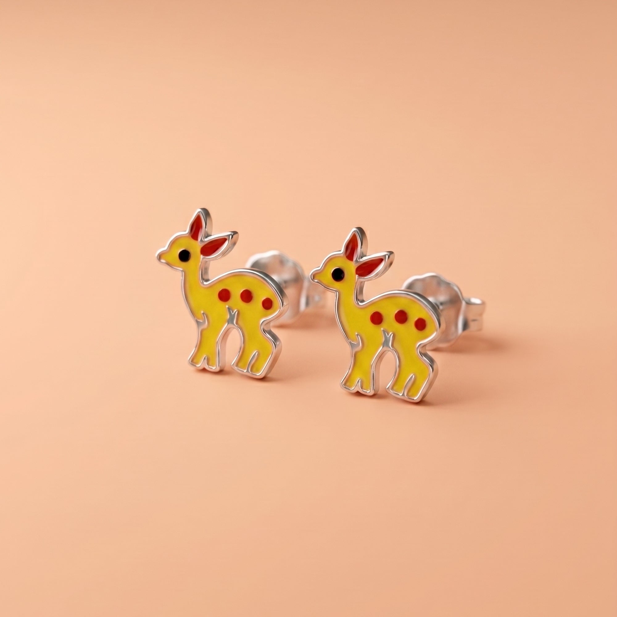Enamel Fawn Stud Earrings
