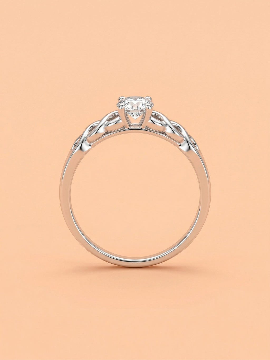 Silver Braided Infinity Solitaire Ring