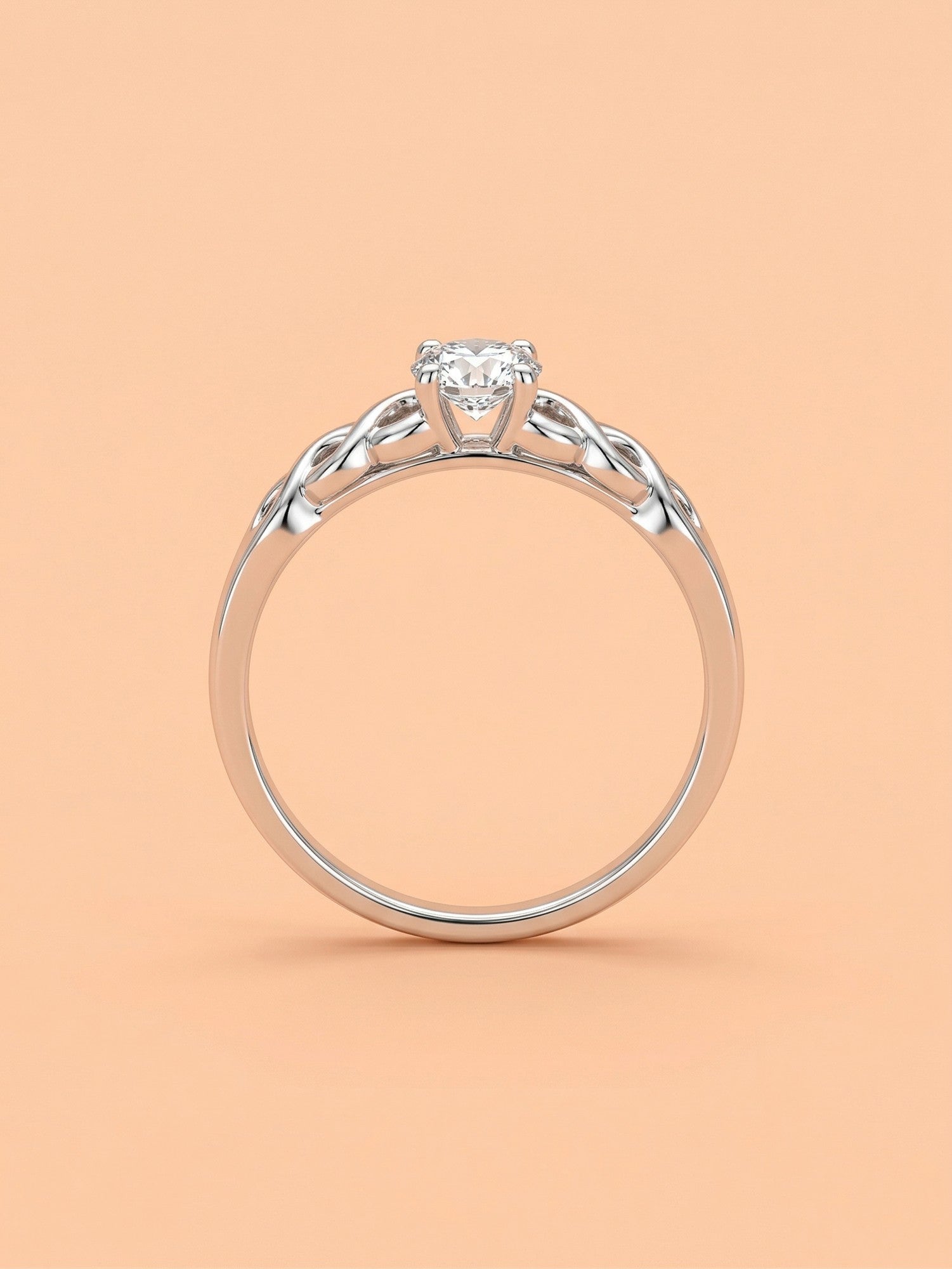 Silver Braided Infinity Solitaire Ring