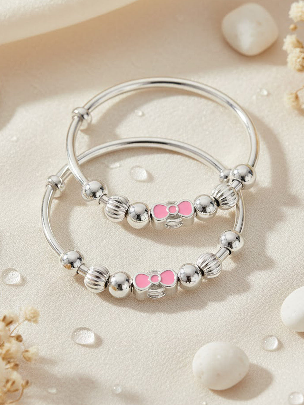 Pink Bow Kids Bangles