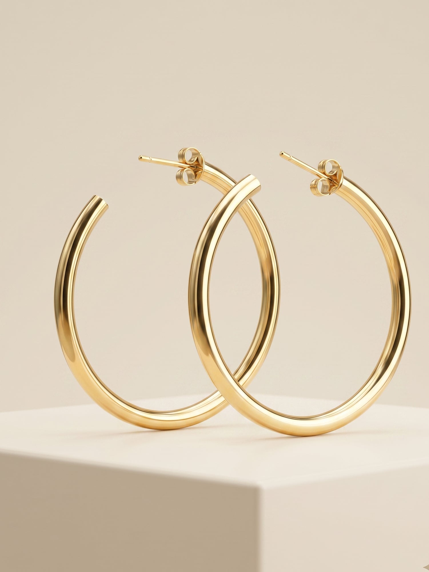 Gilded Minimalist Crescent Hoops