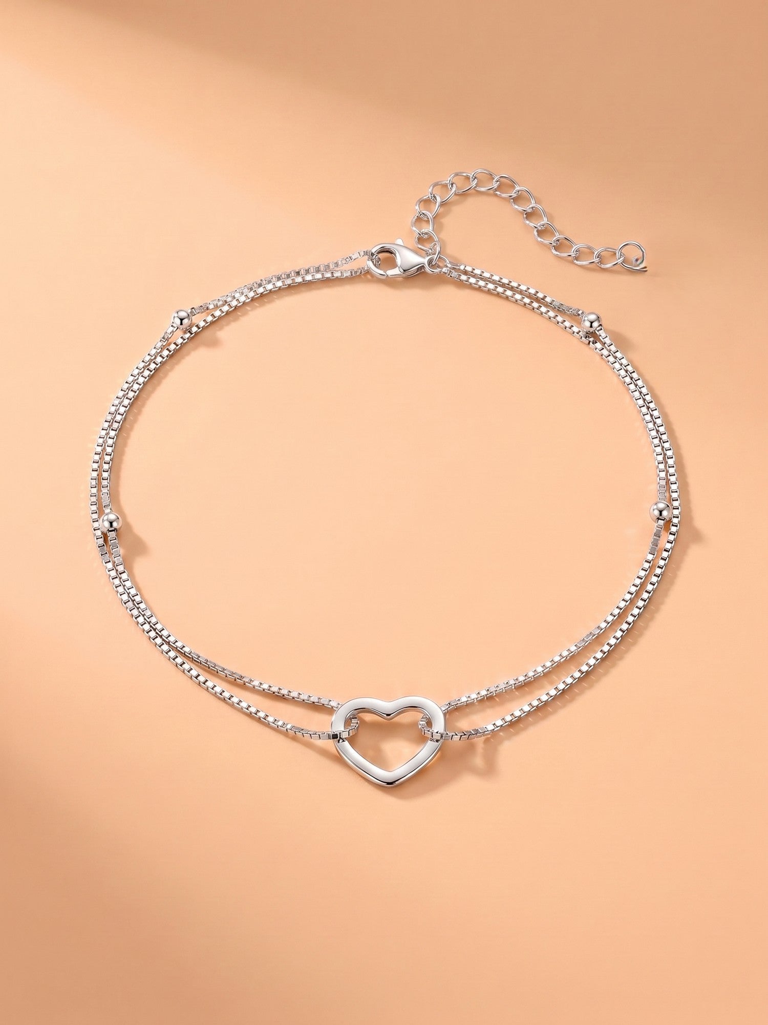 Double Layer Heart Charm Anklet