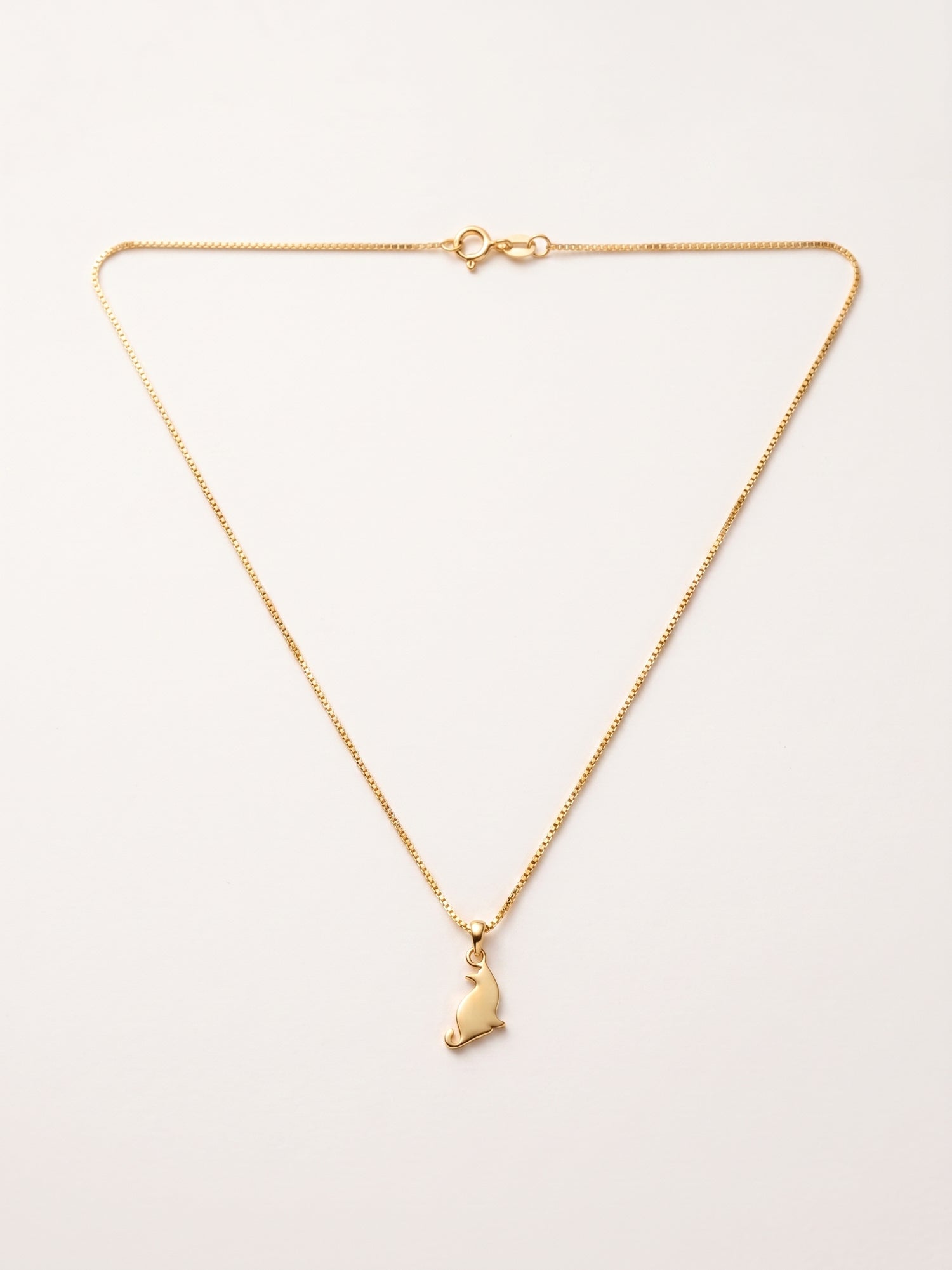 Sitting Cat Silhouette Pendant Necklace for Kids